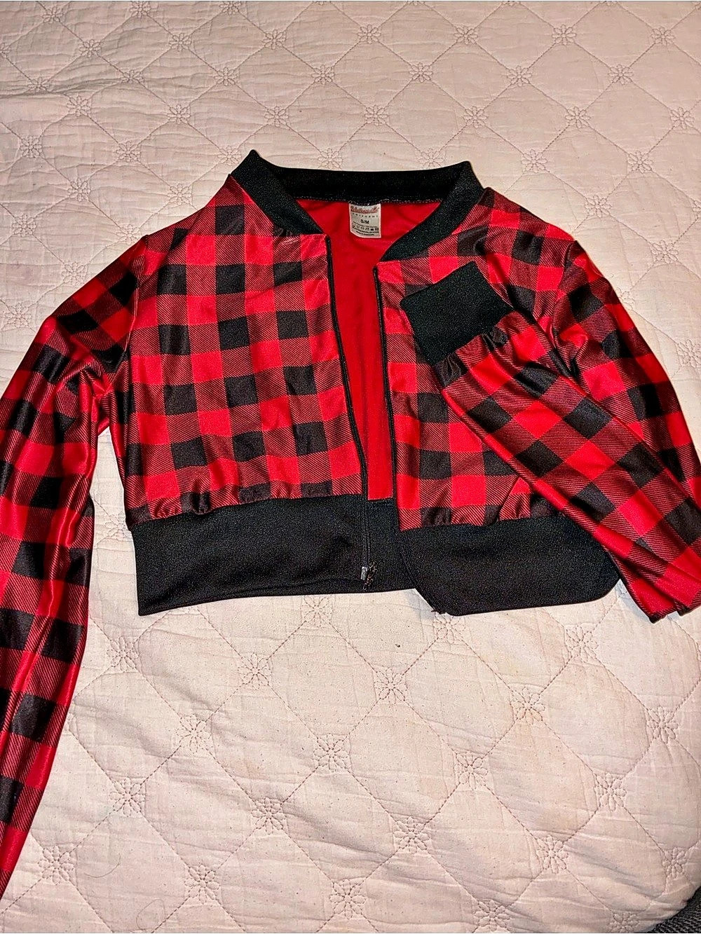 Twin Peaks Women's Small Plaid Bomber Jacket in Red & Black Size Small